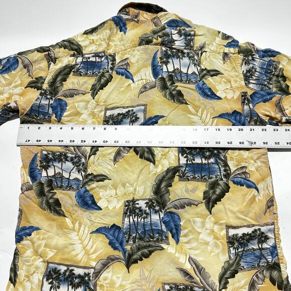 Campia Moda Shirt Mens Size L Yellow Blue Green Short Sleeve Hawaiian 100% Rayon - Picture 5 of 7